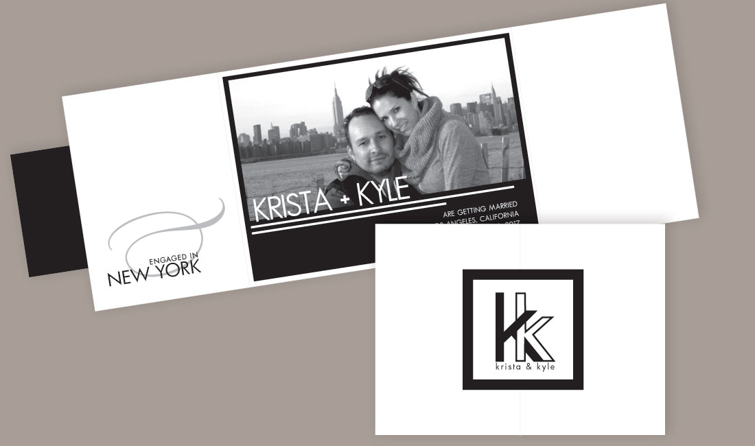 Black and White Save the Date Gate Fold
