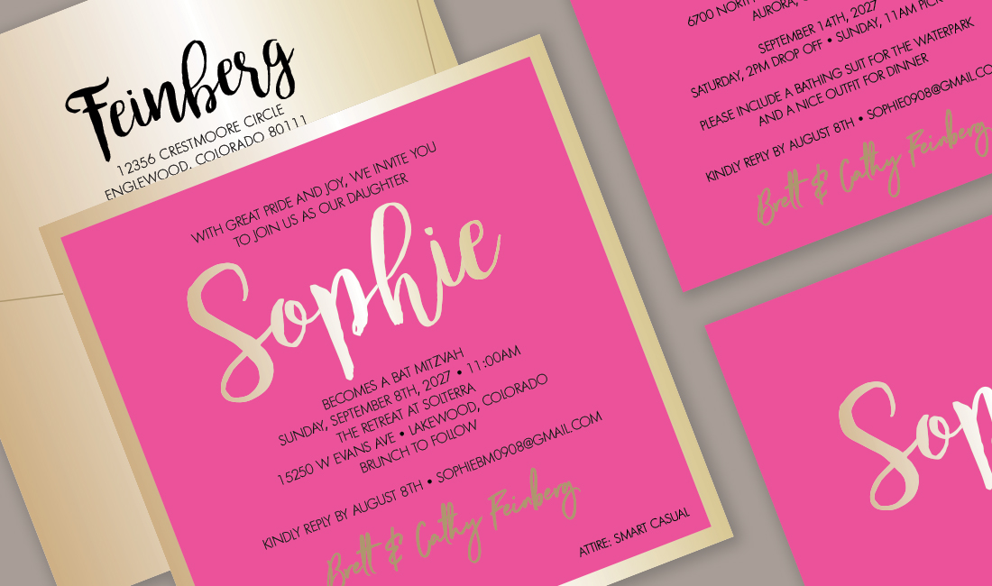 Hot Pink + Gold Invitation Detail